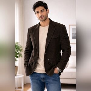 Provogue Corduroy Blazer Jacket Brown | Men’s Large | Casual Smart Coat